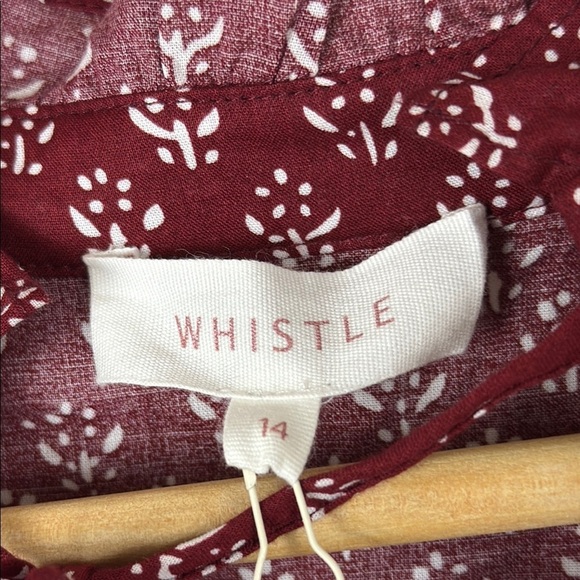 Whistles Red and White Sleeve Blouse with Tie Front Size 14 NWT - Picture 3 of 8